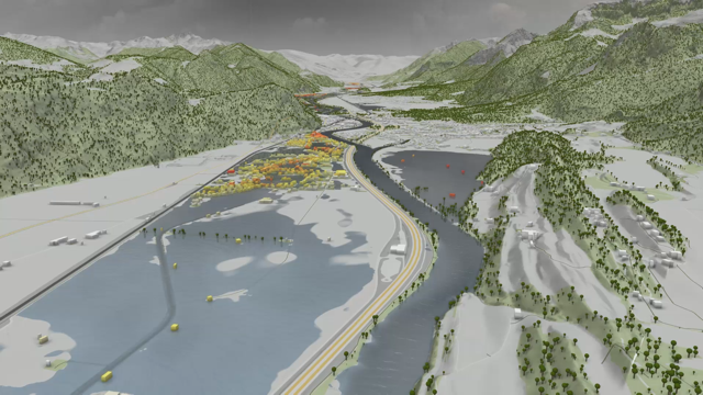 interactive visualization of flood and heavy rain simulations